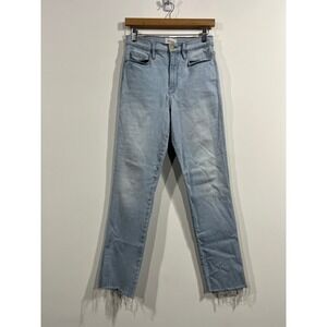 FRAME Le Sylvie Slender Straight Jeans 90s VTG Raw Hem Blue Womens 28 Classic